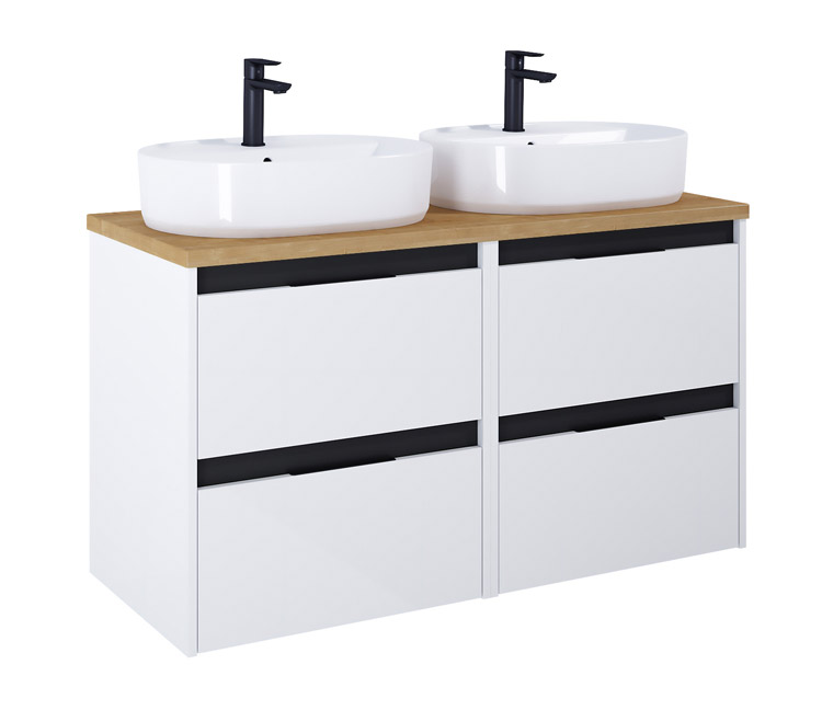 Roca Alpine Szafka (4 szuflady) z umywalką ceramiczną 120 cm biały połysk (A852042606)